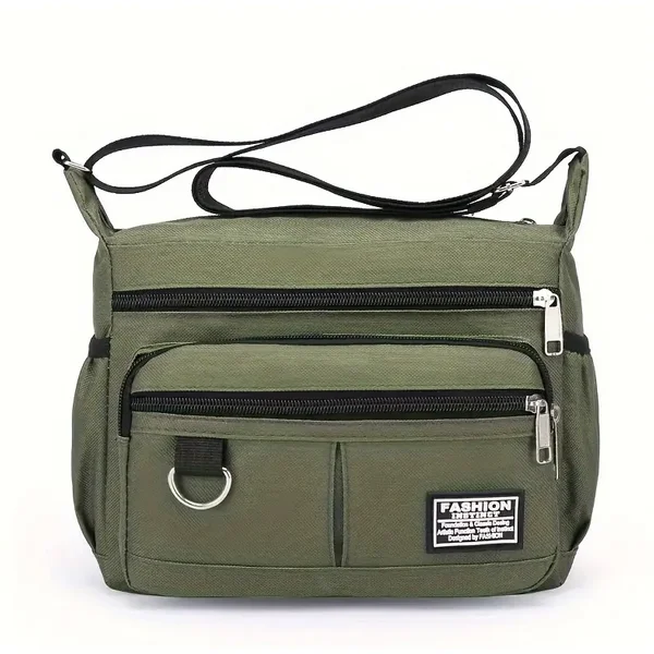 Green Large Capacity Multi-layer Waterproof Crossbody Bag, Travel Casual Men's Bag