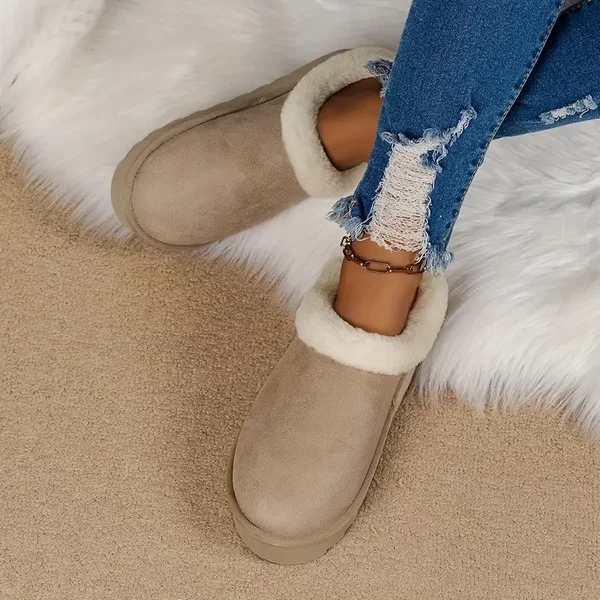 Fleece Lined Platform Winter Slippers - Size 5-6