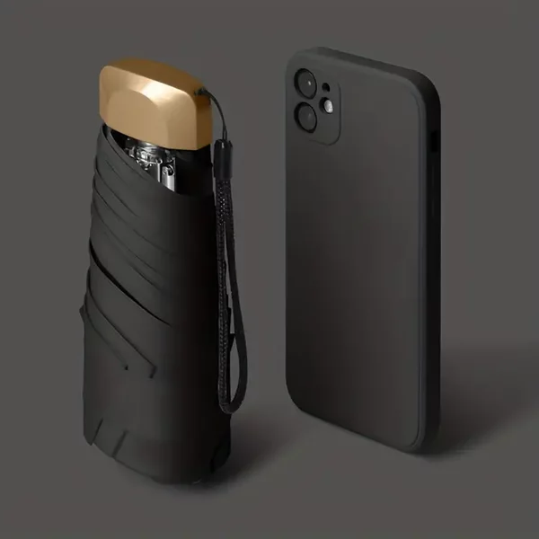 Compact 5-Fold UV Protection Minimalist Umbrella - Black