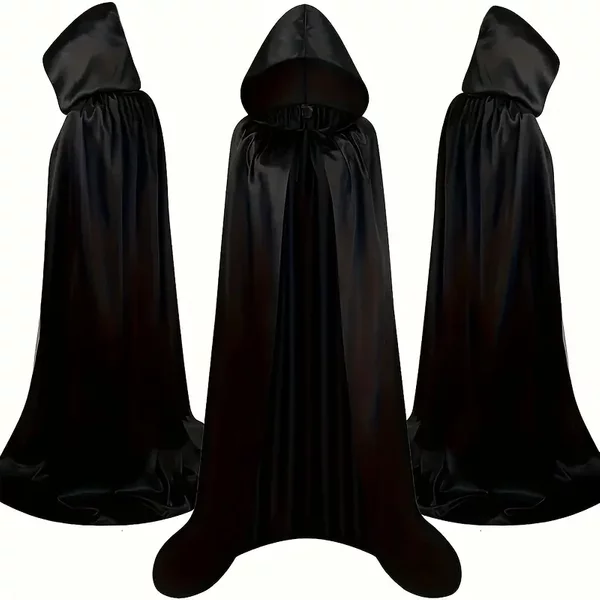 Versatile 180cm Hooded Cloak | Perfect for Halloween Costumes, Grim Reaper, Devil, Witch