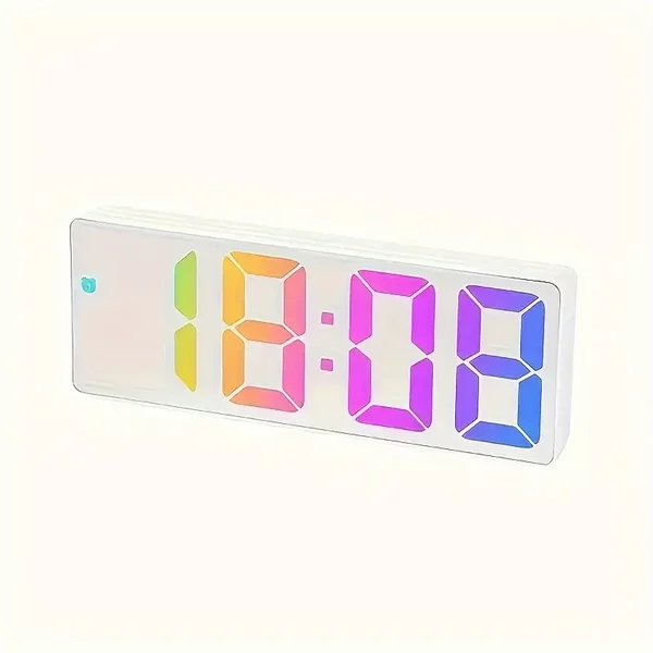 LED Digital Alarm Clock with Temperature Display - White