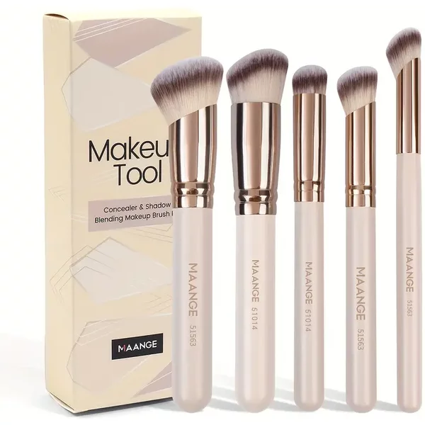 Maange MAANGE 5pcs Makeup Multi Brush Set - Beige