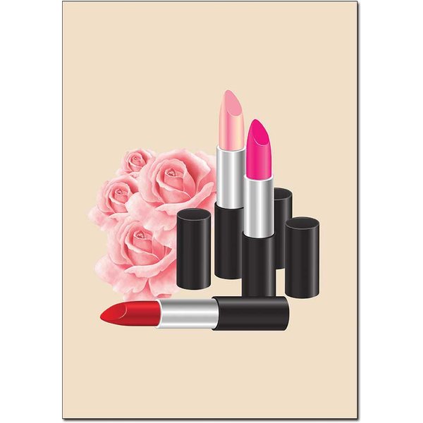 "Lipsticks & Roses" Wall Art Poster – Glam Up Your Space | Available in A3 & A4 Sizes