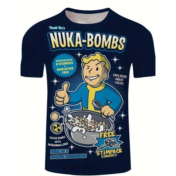 Fallout Vault Boy - Nuka-Bombs Graphic Navy T-Shirt