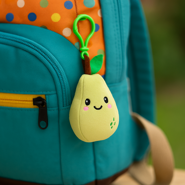 Foodies Pear Plush Keychain – Cute Clip-On Bag Accessory for Kids & Adults