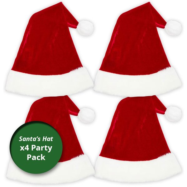 4-Pack Classic Red Santa Hats – Soft, Festive Christmas Hats