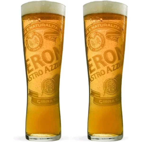 Peroni Nastro Azzurro Half Pint Glass Set – Set of 2 Lager Glasses