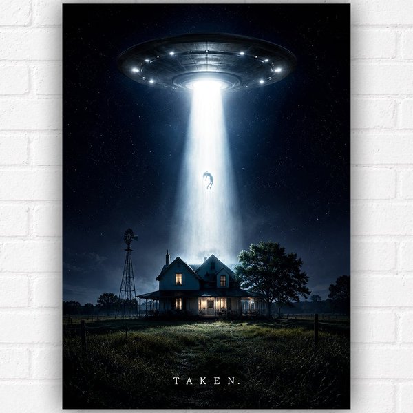 Taken UFO Abduction Poster A3 - Alien Sci-Fi Wall Art Print