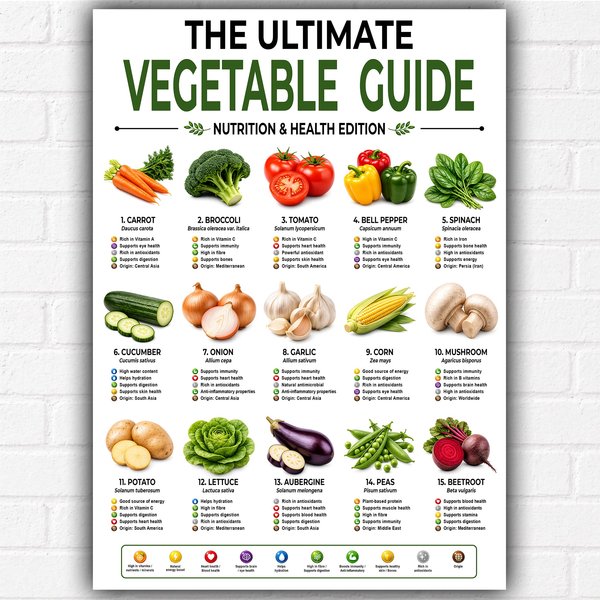 Ultimate Vegetable Guide Poster A3 | Nutrition & Health Educational Print