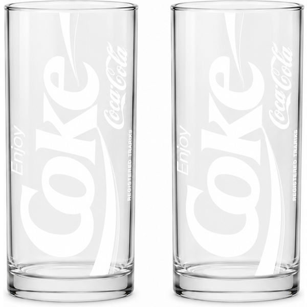 Coca-Cola Highball Glasses Set of 2 | Official Coke Tall Drinking Glasses