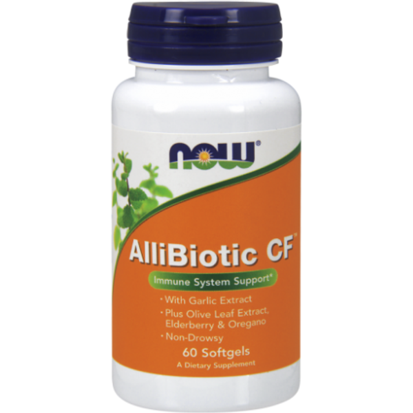 AlliBiotic CF™ 60 softgels with garlic and olive leaf extract-drowsy - now®