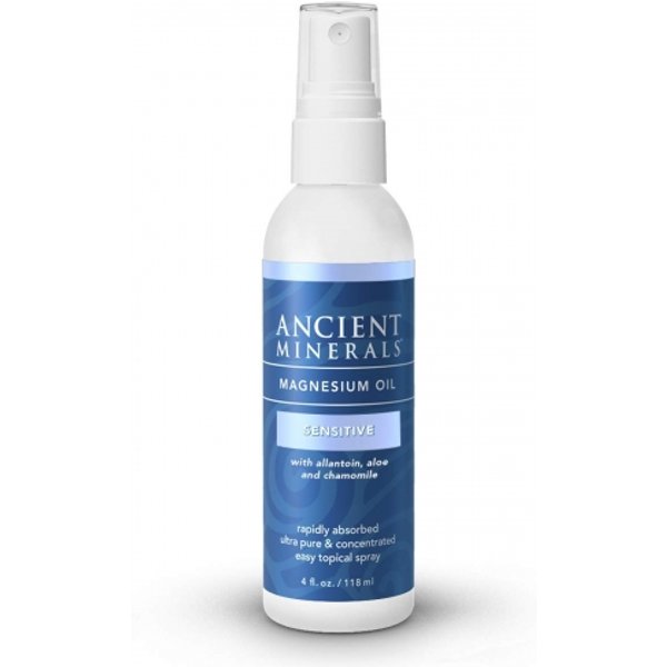 Magnesium Oil 4oz spray - Sensitive - Ancient Minerals (with Allantoin, Organic Chamomile, and Organic Aloe Vera)