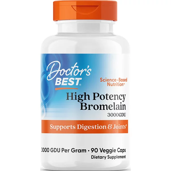 High Potency Bromelain, 3000 GDU, 500 mg, 90 Veggie Caps - Doctor's Best