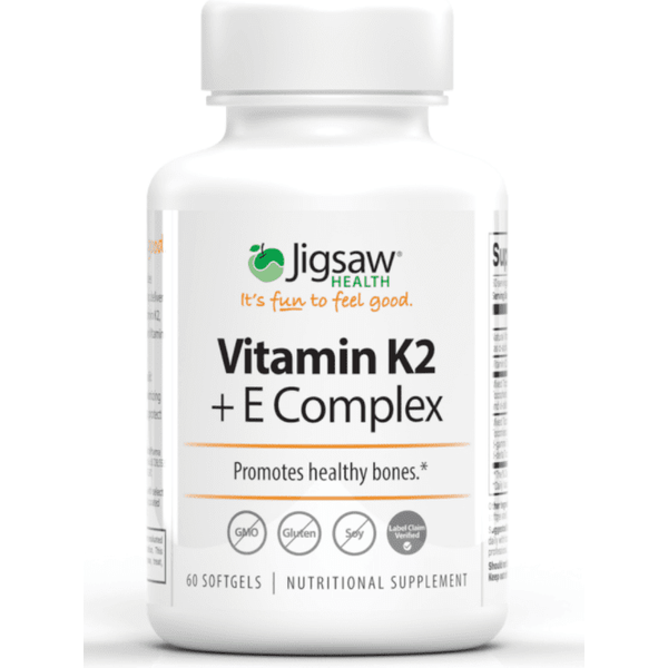 Vitamin K2 + E Complex 60 softgels to support maintenance of normal bones - Jigsaw HEALTH®