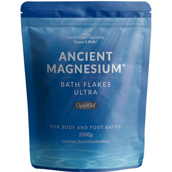 Ancient Magnesium Bath Flakes Ultra with OptiMSM - 1kg - Good Health Naturally