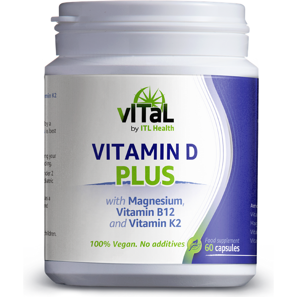 Vitamin D Plus 60 capsules with magnesium, vitamin B12 and vitamin K2 - ITL Health®