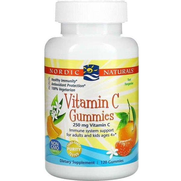 Vitamin C Gummies, Tart Tangerine 250mg (120 gummies) - Nordic Naturals