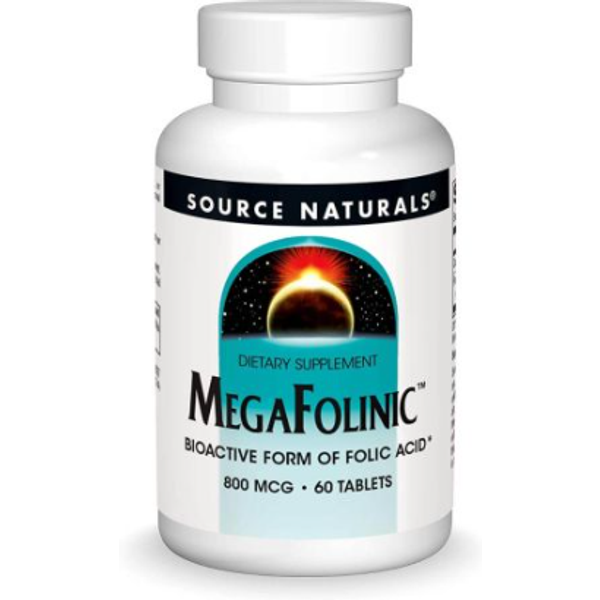 MegaFolinic, 800 mcg (60 tablets) - Source Naturals