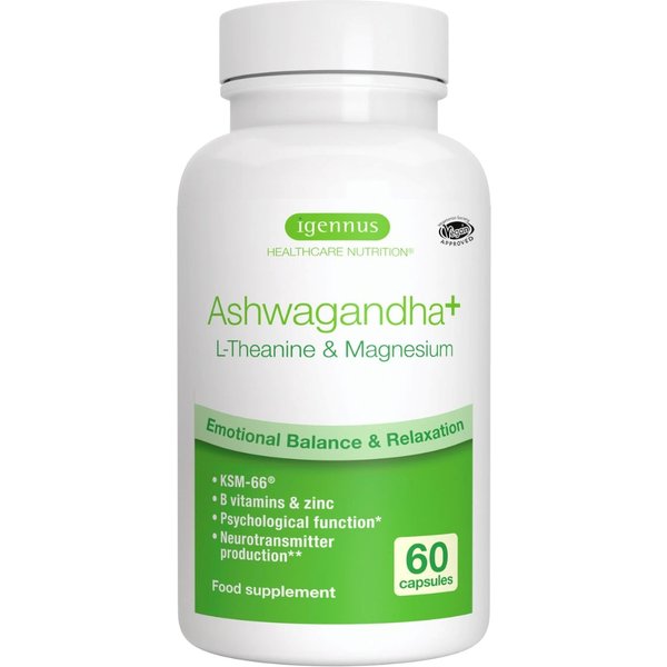 Ashwagandha+ L-Theanine & Magnesium (60 capsules) - Igennus
