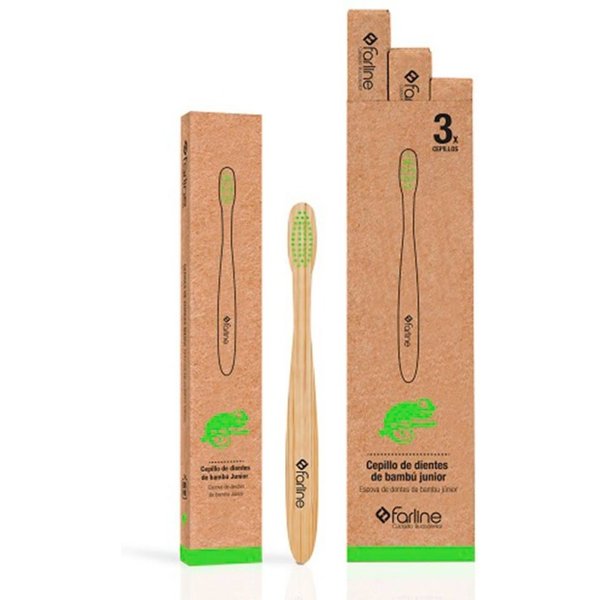 Pack Farline Cepillo Dental Infantil Bambú CamaleóN Verde 3 U-image