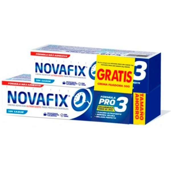 Novafix Crema Adhesiva PróTesis Dentales FóRmula Pro 3 Sin Sabor 70 G + 1 Tubo 50 G-image