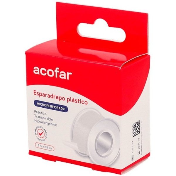 Acofar Esparadrapo Microperforado Plastico 5 M X 2,5 Cm Color Blanco 1 Ud-image