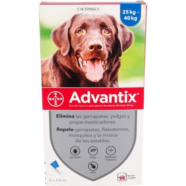 Advantix 400/2000 Mg Solucion Spot-On Para Perros 25-40 Kg 4X4 Ml-image