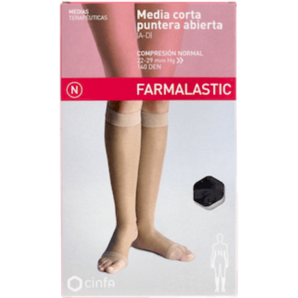 Farmalastic Media Corta CompresióN Normal Puntera Abierta Talla M - Negro-image