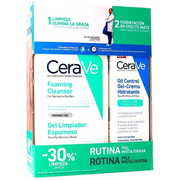Pack Cerave Rutina Oil Control Gel Crema Hidratante 52 Ml + Foaming Cleanser 473 Ml-image