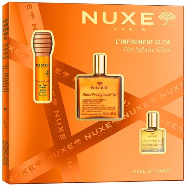 Cofre Nuxe Infinite Glow Huile Prodigieuse Or 50 Ml + Huile Prodigieuse 10 Ml + Tratamiento Labial Miel 10 Ml-image