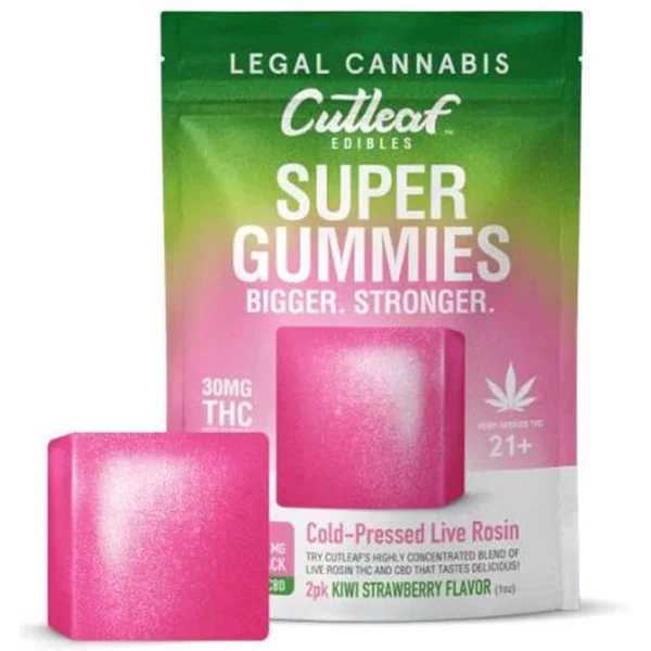 Kiwi Strawberry Cutleaf Live Resin Super Gummies 120mg