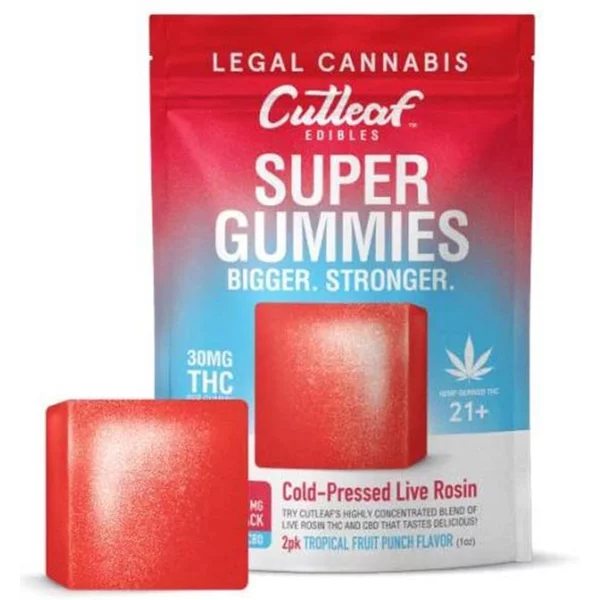 Tropical Fruit Punch Cutleaf Live Resin Super Gummies 120mg