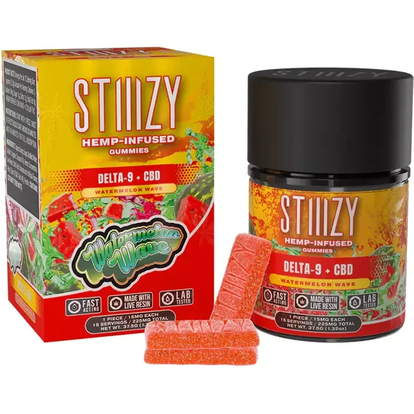 Watermelon Wave STIIIZY Delta 9 + CBD Gummies 225mg