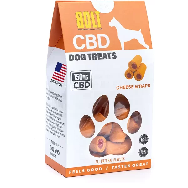 Cheese Wraps Bolt CBD Dog Treats 150mg