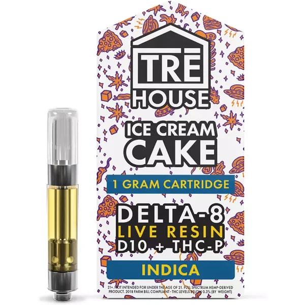 Ice Cream Cake Tre House D8 Live Resin D10+THC-P Cartridges 1G