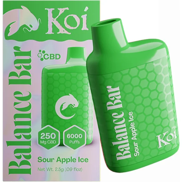 Sour Apple Ice KOI Balance Bar CBD 6000 Puffs Disposable Vape