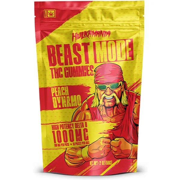 Peach Dynamo Hulk Hogan Beast Mode Delta 8 Gummies 1000mg