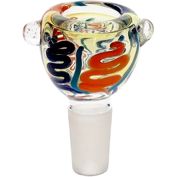 14MM Orange and Blue Swirl Male Glass Bowl