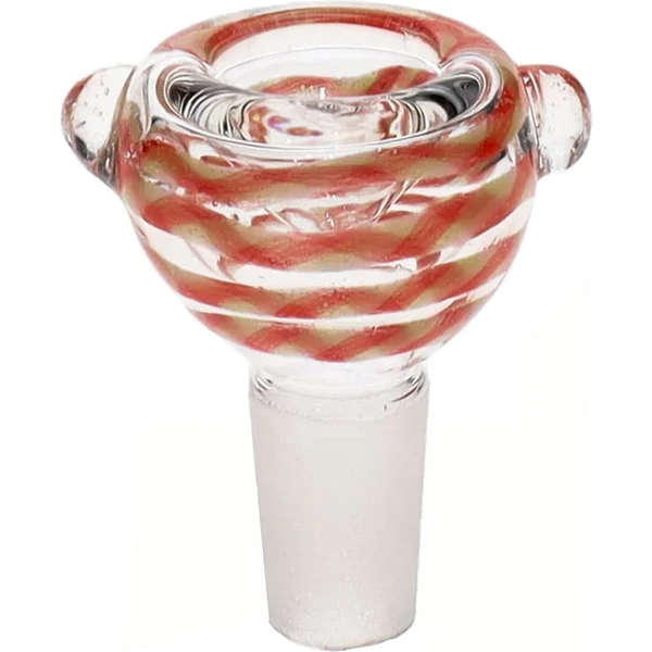 14MM Red and White Male Glass Bowl