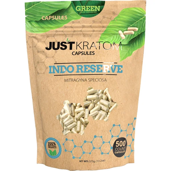 Green Indo Reserve Just Kratom Mitragyna Speciosa Capsules 500ct