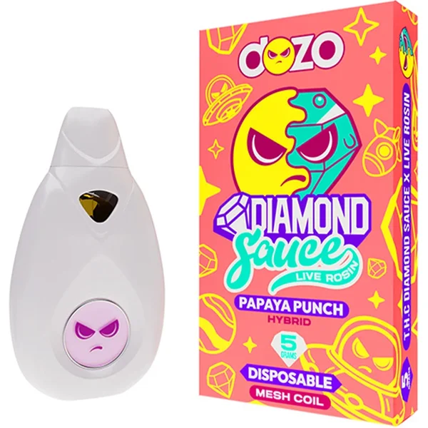 Papaya Punch Dozo Diamond Sauce Live Rosin Disposable 5G