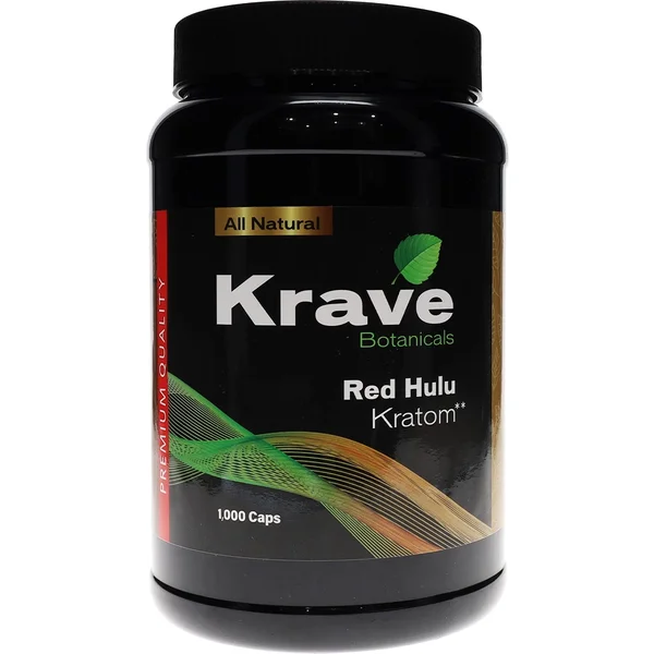 Red Hulu Krave Botanicals Kratom Capsules 1000ct