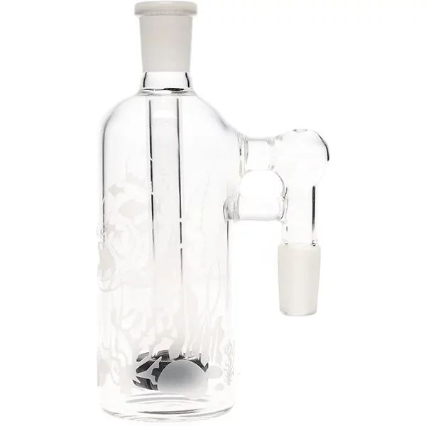 5" 90 Degree Black Ash Catcher With Sand Blasted Design