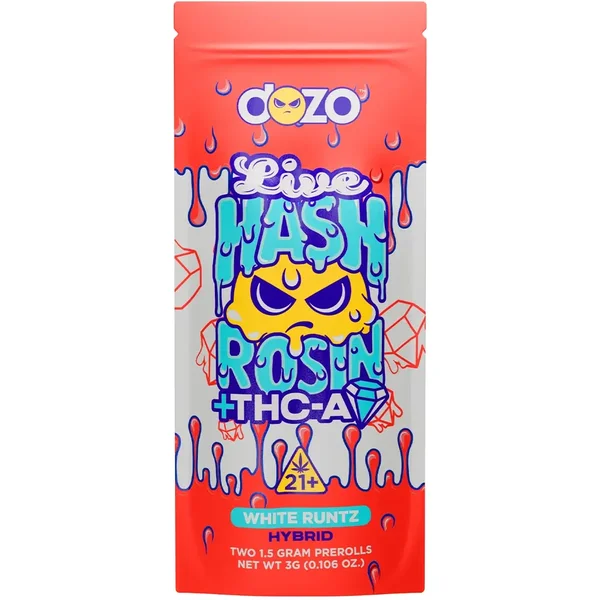 White Runtz Dozo Live Hash Rosin + THC-A Diamond Prerolls 2ct