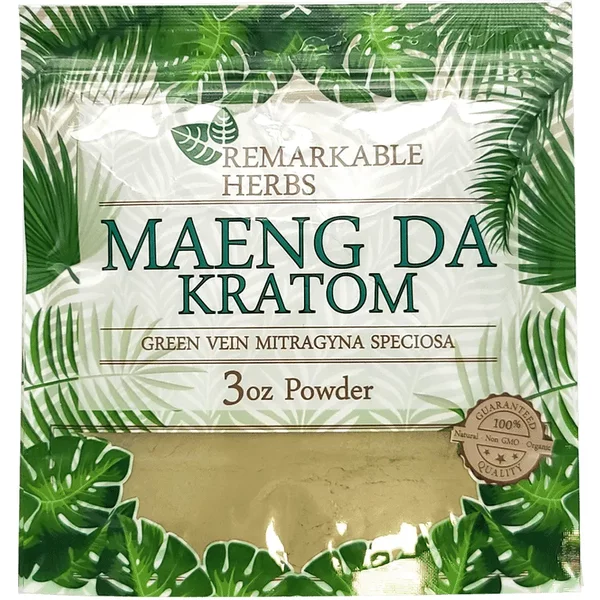 Maeng Da Kratom Green Vein Remarkable Herbs Kratom Powder Bag 3oz
