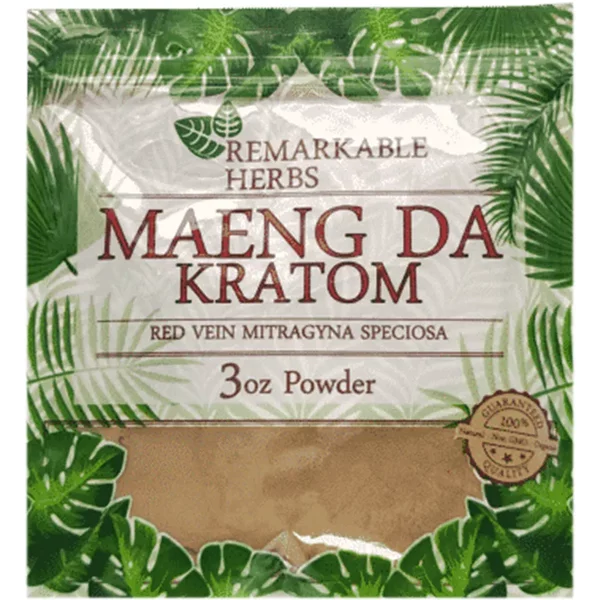Maeng Da Red Vein Remarkable Herbs Kratom Powder Bag 3oz