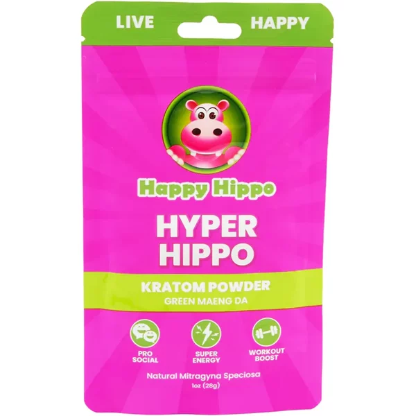 Happy Hippo Hyper Hippo Green Maeng Da Kratom Powder 1oz