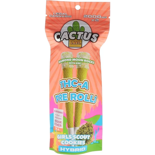 Girls Scout Cookies Cactus Labs Diamon Moon Rocks With Kief Pre-Rolls 2000MG x 2ct