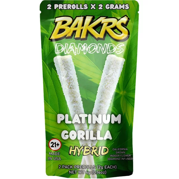 Platinum Gorilla Bakrs Glazed With Diamonds Pre-Rolls 2ct 2g