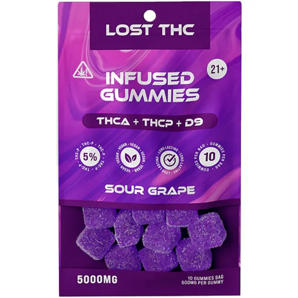 Sour Grape Lost THC THCA+THCP+D9 Infused Gummies 5000MG